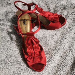 Red Satin Heels (9.5)